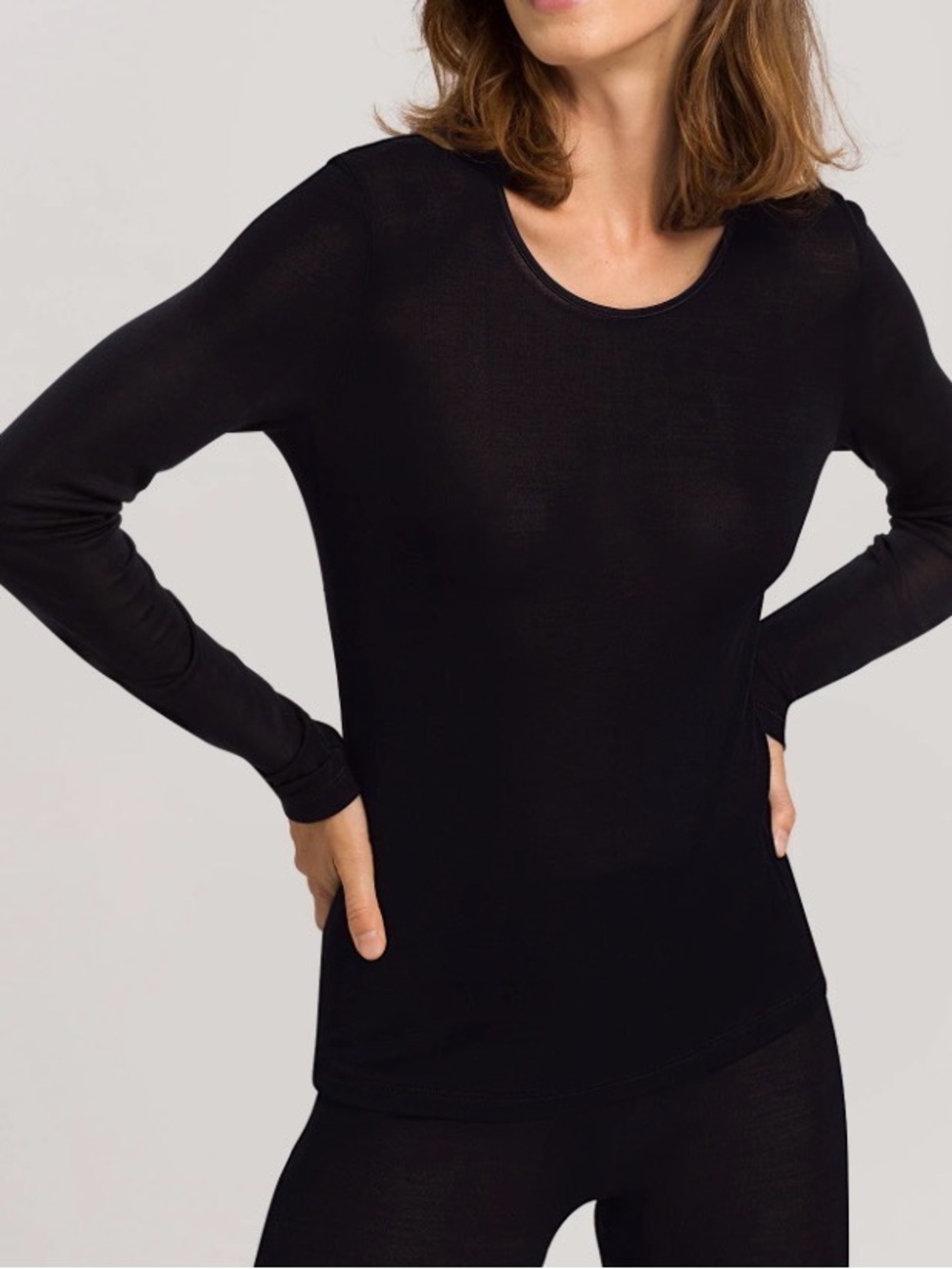 Hanro Black Long Sleeved  Top Modal Medium